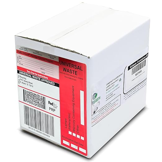 Recycling Box for Compact Fluorescent Lamps – Recycling Kit for Mini Spiral Light Bulbs (Recycling Bin for 7 – 12 Units) (Model – 66CF)