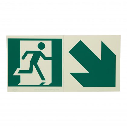 Photoluminescent 6″X6″ Running Man with Arrow