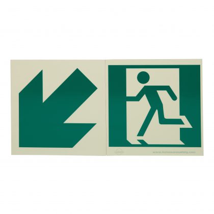 Photoluminescent 6″X6″ Running Man with Arrow