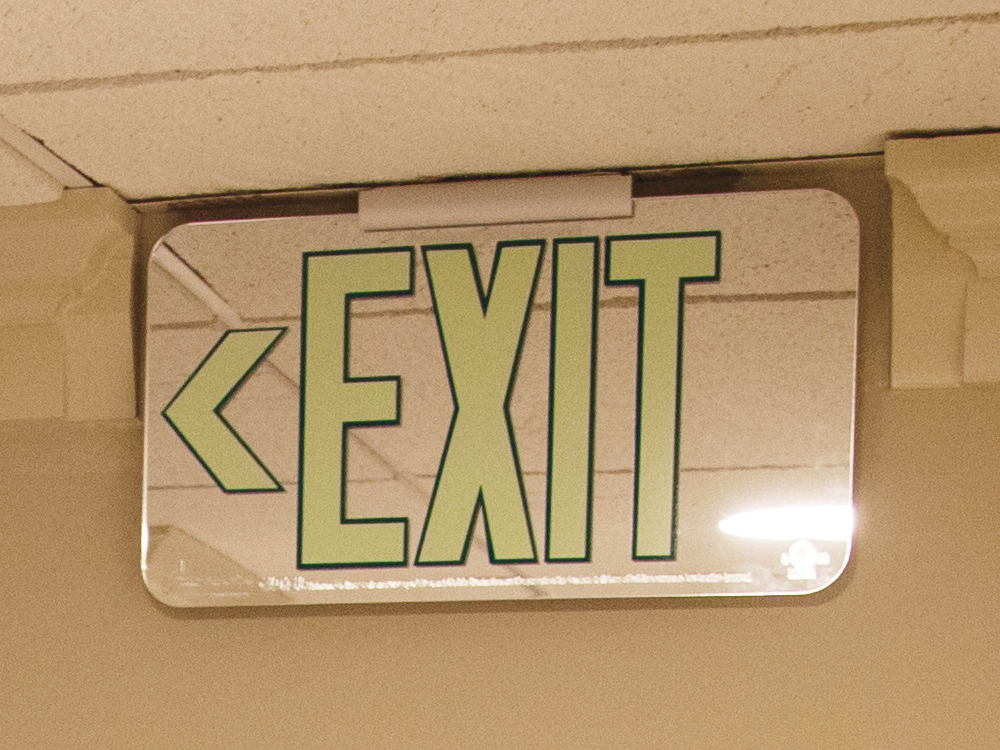 Photoluminescent Exit Sign – Double Sided – Mirrored Lucite